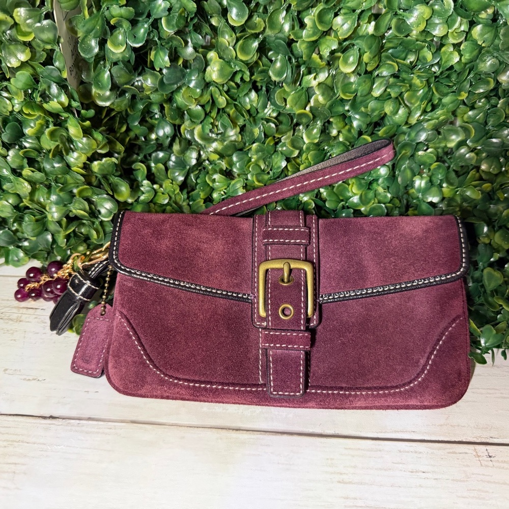 Elegant Burgundy Suede Clutch